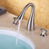 Widespread Two Handles Three Holes in Nickel Brushed Bathroom Sink Tap