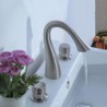Centerset Two Handles Three Holes in Nickel Brushed Bathroom Sink Tap