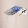 Bathroom Chrome Finish Wall Mounted LED Light Waterfall Basin Tap