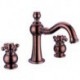 Widespread Two Handles Three Holes in Rose Gold Bathroom Sink Tap