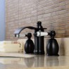 Widespread Two Handles Three Holes in Oil-rubbed Bronze Bathroom Sink Tap