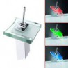 LED Bathroom Tap Waterfall Glass Vessel Lavatory One Hole/Handle Mixer Tap