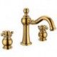 Widespread Two Handles Three Holes in Ti-PVD Bathroom Sink Tap