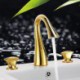 Contemporary Waterfall Brass Ti-PVD Bathroom Sink Tap