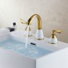 Antique Ti-PVD Finish Brass Three Hole Two Handle Bathroom Sink Tap