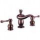 Widespread Two Handles Three Holes in Rose Gold Bathroom Sink Tap