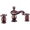 Widespread Two Handles Three Holes in Rose Gold Bathroom Sink Tap