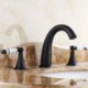 Widespread Two Handles Three Holes in Oil-rubbed Bronze Bathroom Sink Tap