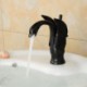 Contemporary Oil-rubbed Bronze Swan Shape Bathroom Basin Tap (Short) - Black