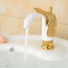 Contemporary Ceramic Body Shape Swan Bathroom Basin Mixer (Short) - Gold+White