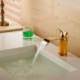 Modern Waterfall Brass Imitation Jade Ti-PVD Bathroom Sink Tap - Golden