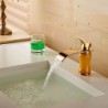 Modern Waterfall Brass Imitation Jade Ti-PVD Bathroom Sink Tap - Golden