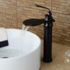 Contemporary Elegant Large Wide-mouth Waterfall Oil-rubbed Bronze Finish Bathroom Sink Tap (Tall)