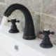 Widespread Two Handles Three Holes in Oil-rubbed Bronze Bathroom Sink Tap