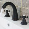 Widespread Two Handles Three Holes in Oil-rubbed Bronze Bathroom Sink Tap
