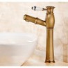 Antique Brass Copper Material Ceramic Handle Cold and Hot Water Tap Pull Out Spout Bathroom Tall Bain Tap