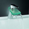 LED Bathroom Tap Waterfall Glass Vessel Lavatory One Hole/Handle Mixer Tap