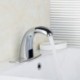 Contemporary Automatic Sensor Bathroom Sink Tap with Escutcheon Plate - Silver