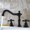 Widespread Two Handles Three Holes in Oil-rubbed Bronze Bathroom Sink Tap