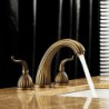 Widespread Two Handles Three Holes in Antique Brass Bathroom Sink Tap