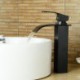Contemporary Tall Oil-rubbed Bronze Waterfall Bathroom Sink Tap - Black