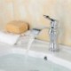 Contemporary Waterfall Brass Chrome Bathroom Sink Tap - Silver