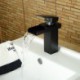 Modern Oil-rubbed Bronze Brass Waterfall Hot and Cold Bathroom Tap - Black