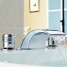 Widespread Two Handles Three Holes in Chrome Bathroom Sink Tap