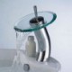 Stylish Glass Vessel Waterfall Tap - Silver + Translucent Green