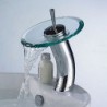 Stylish Glass Vessel Waterfall Tap - Silver + Translucent Green