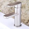 Centerset Single Handle One Hole in Nickel Brushed Bathroom Sink Tap