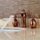 Widespread Two Handles Three Holes in Rose Gold Bathroom Sink Tap