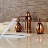 Widespread Two Handles Three Holes in Rose Gold Bathroom Sink Tap