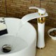 Modern Tall Waterfall Paint Ti-PVD Bathroom Sink Tap - White+Golden