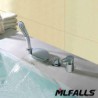 Mlfalls Modern Four Holes Deck Mounted Brass Chromed Waterfall Bathroom Taps with Hand Shower