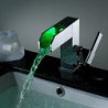 Contemporary Chrome Brass Personalized Single Handle LED Bathroom Sink Tap - Silver