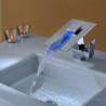 Contemporary Chrome Brass Personalized Single Handle LED Bathroom Sink Tap - Silver