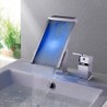 Contemporary Chrome Brass Personalized Single Handle LED Bathroom Sink Tap - Silver