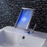 Contemporary Chrome Brass Personalized Single Handle LED Bathroom Sink Tap - Silver