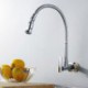 Wall Type Arbitrary Rotating Chrome Plated Brass Kitchen Sink Tap - Silver