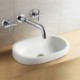 Wall Mounted Two Handles Two Holes in Chrome Bathroom Sink Tap