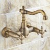 Wall Mounted Two Handles Two Holes with Antique Brass Kitchen Tap