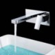 Shengbaier Contemporary Chrome Finish Brass Two Holes Single Handle Wall Mounted Bathroom Sink Tap