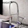 Personalized Contemporary Kitchen Tap Nickel Brushed Finish Single Handle LED Pull-out spout