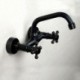 Wall Mounted Two Handles Two Holes in Oil-rubbed Bronze Bathroom Sink Tap