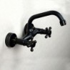 Wall Mounted Two Handles Two Holes in Oil-rubbed Bronze Bathroom Sink Tap