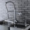 Stylish Chromed Brass Spring Kitchen Tap with Two Spouts- Silver