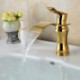 Contemporary Waterfall Brass Ti-PVD Bathroom Sink Tap - Golden
