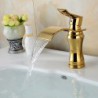 Contemporary Waterfall Brass Ti-PVD Bathroom Sink Tap - Golden