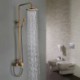 Shower Tap Wall Mount with Antique Brass Single Handle Three Holes